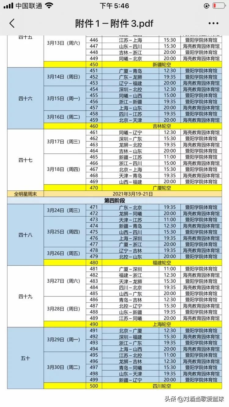 CBA赛程，全部CBA赛事精彩纷呈